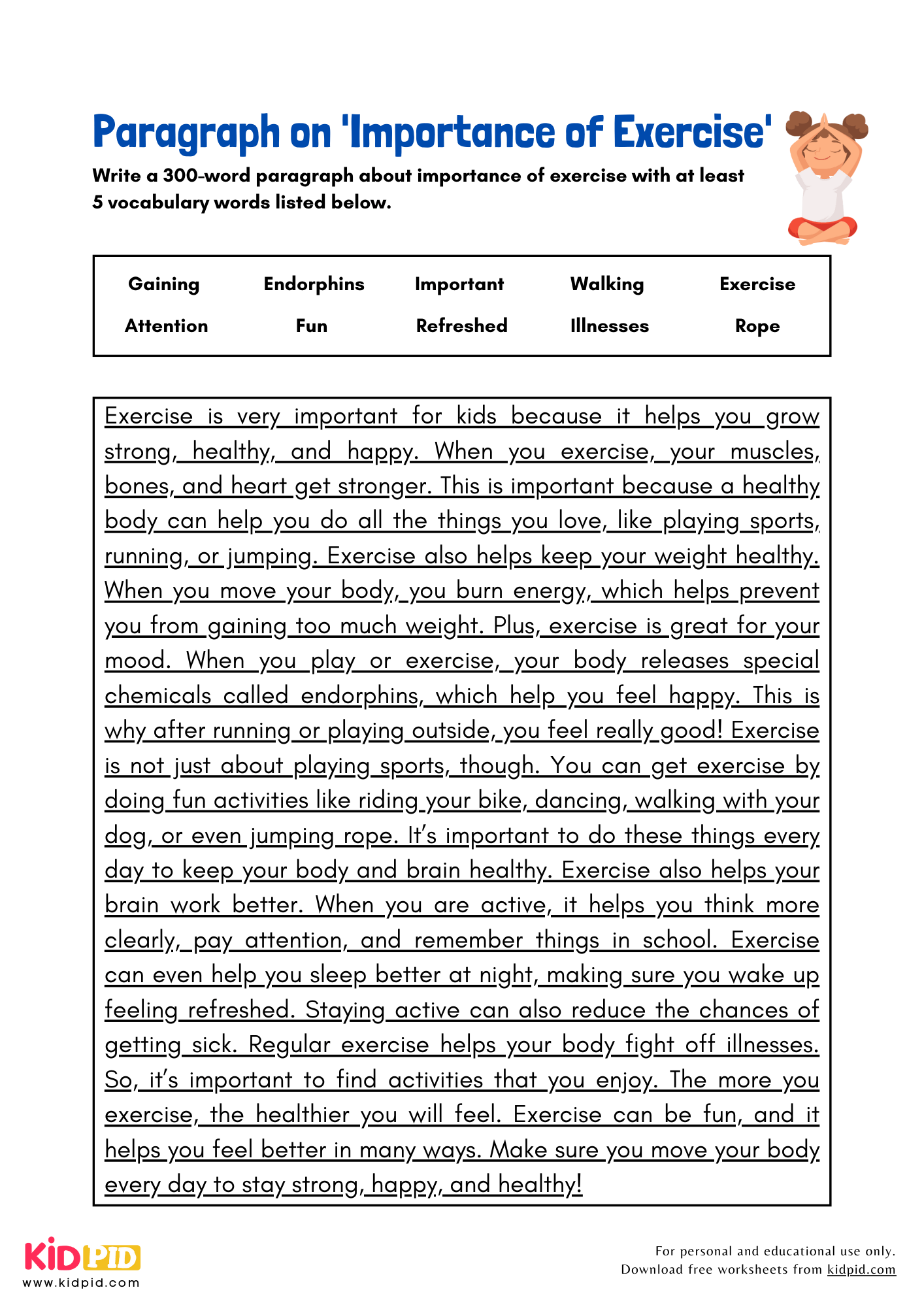 Paragraph on 'Importance of Exercise' - 300 Words