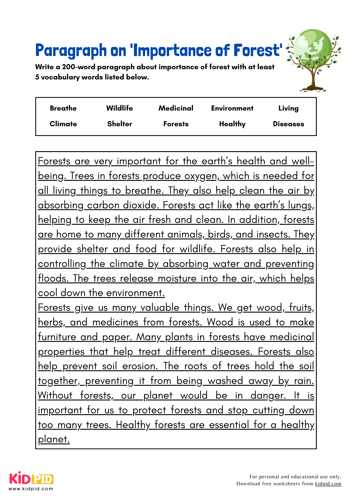 Paragraph on 'Importance of Forest' - 200 Words