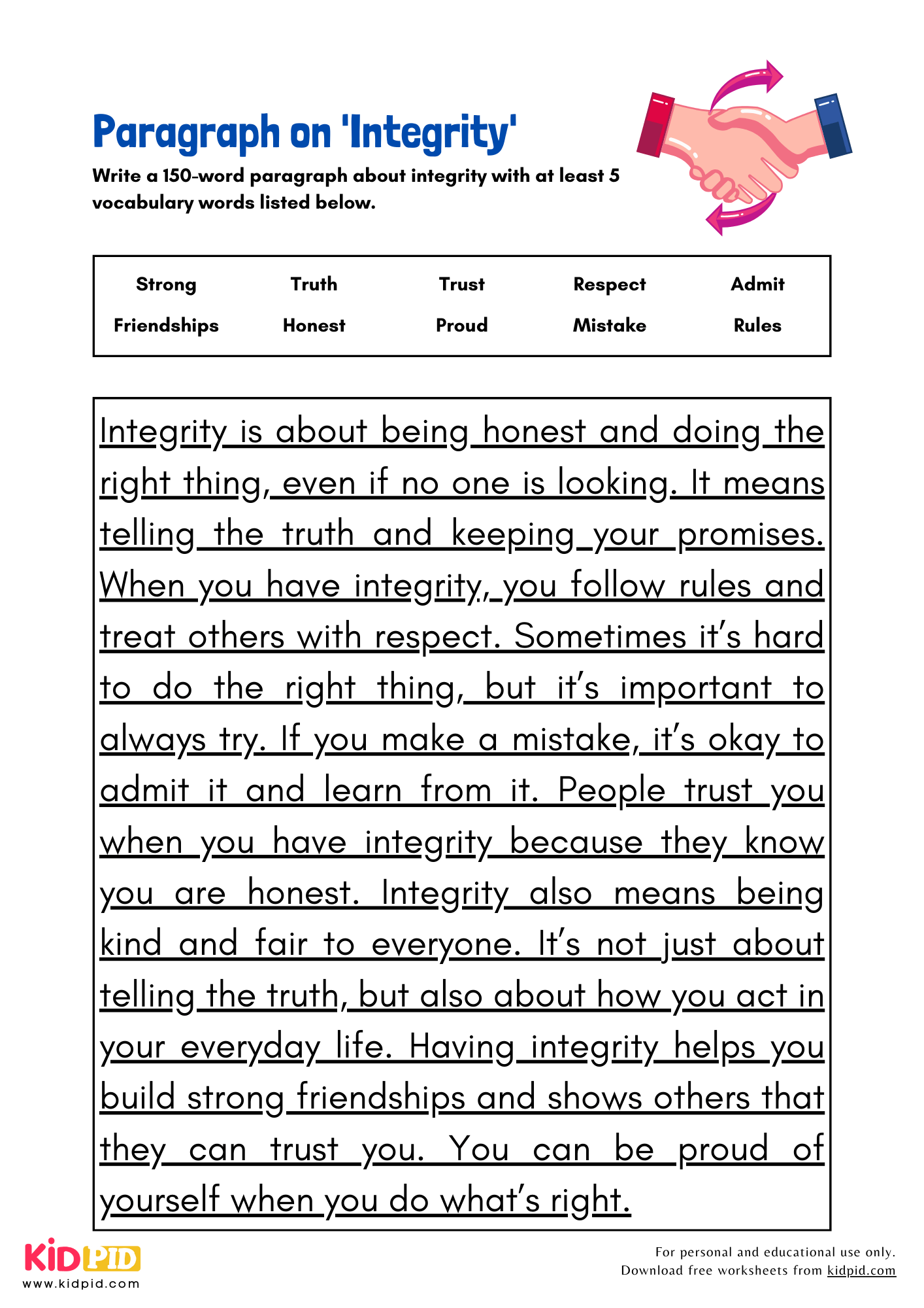 Paragraph on 'Integrity' - 150 Words