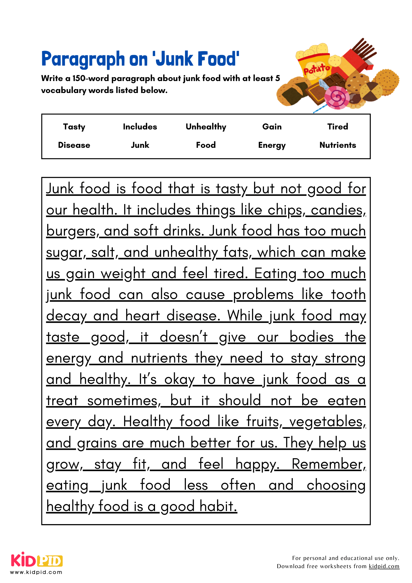 Paragraph on 'Junk Food' - 150 Words