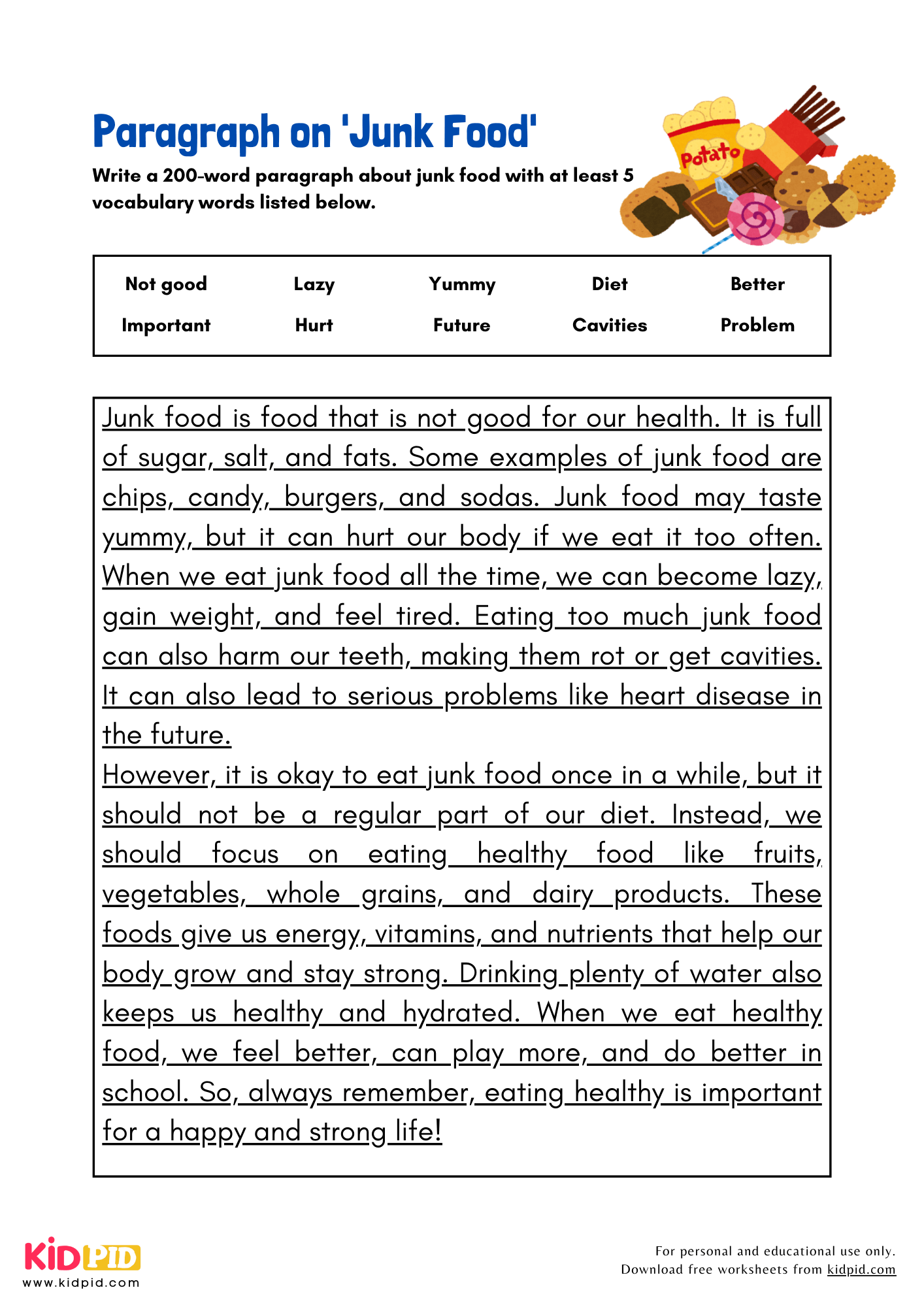 Paragraph on 'Junk Food' - 200 Words