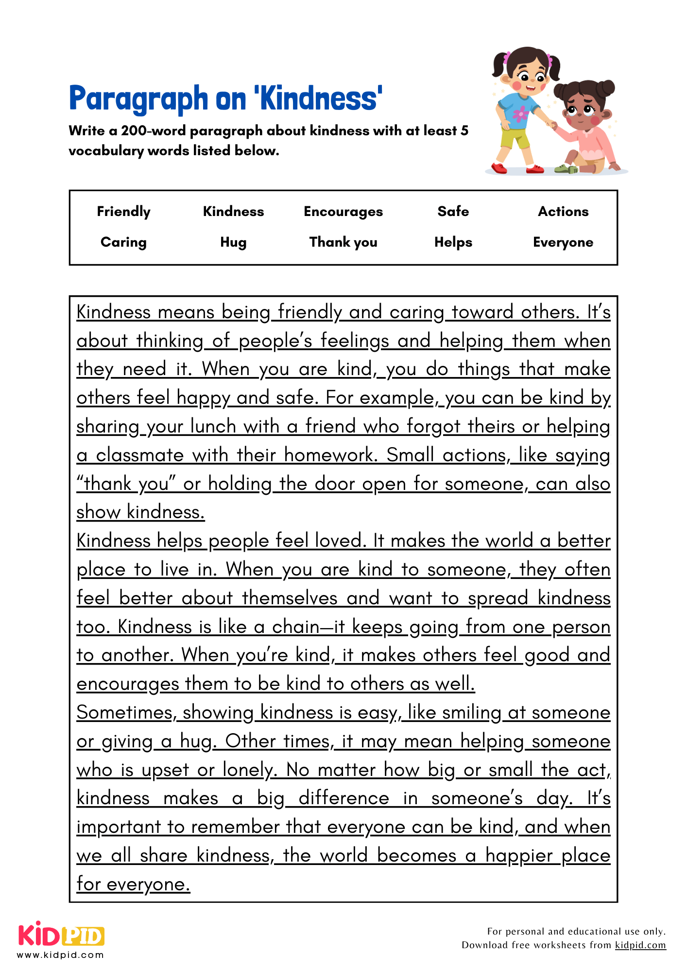 Paragraph on 'Kindness' - 200 Words