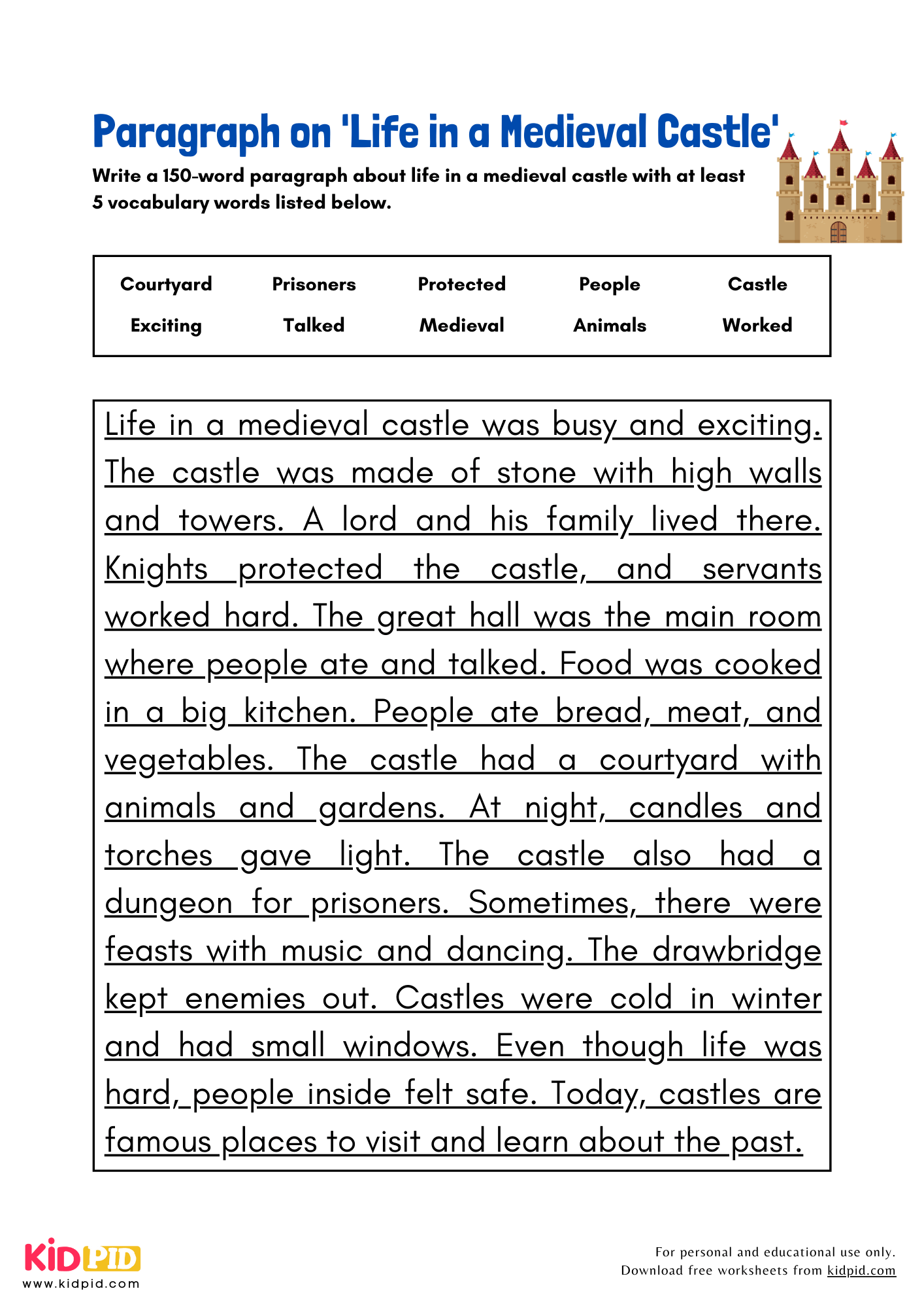 Paragraph on 'Life in a Medieval Castle' - 150 Words