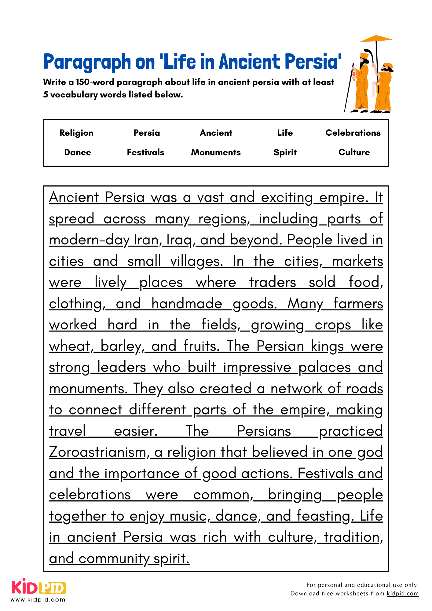 Paragraph on 'Life in Ancient Persia' - 150 Words