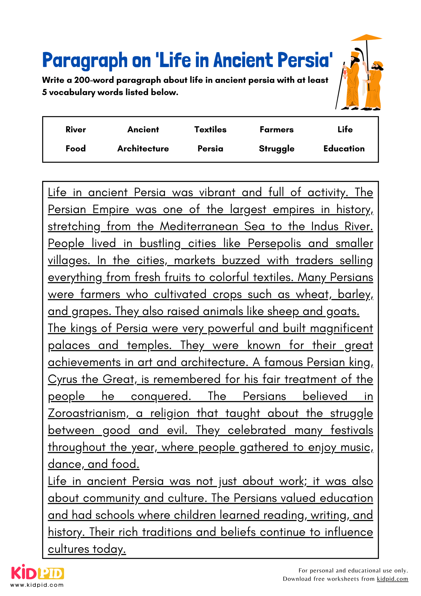 Paragraph on 'Life in Ancient Persia' - 200 Words