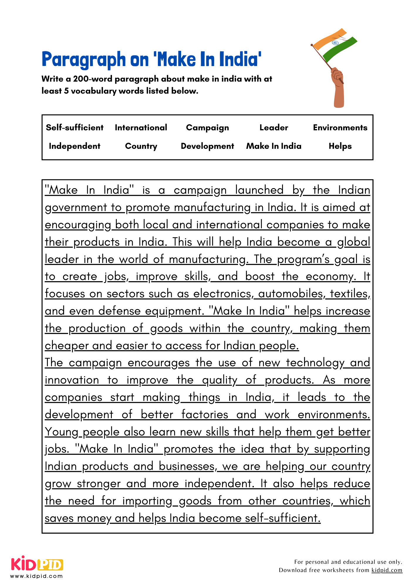 Paragraph on 'Make In India' - 200 Words
