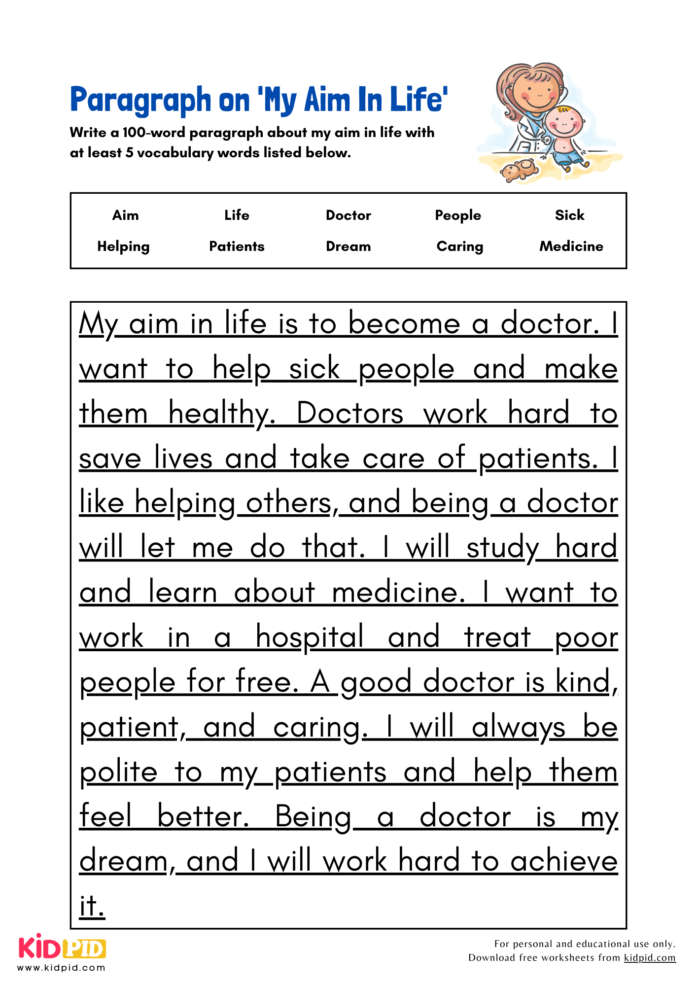 Paragraph on 'My Aim in Life' - 100 Words