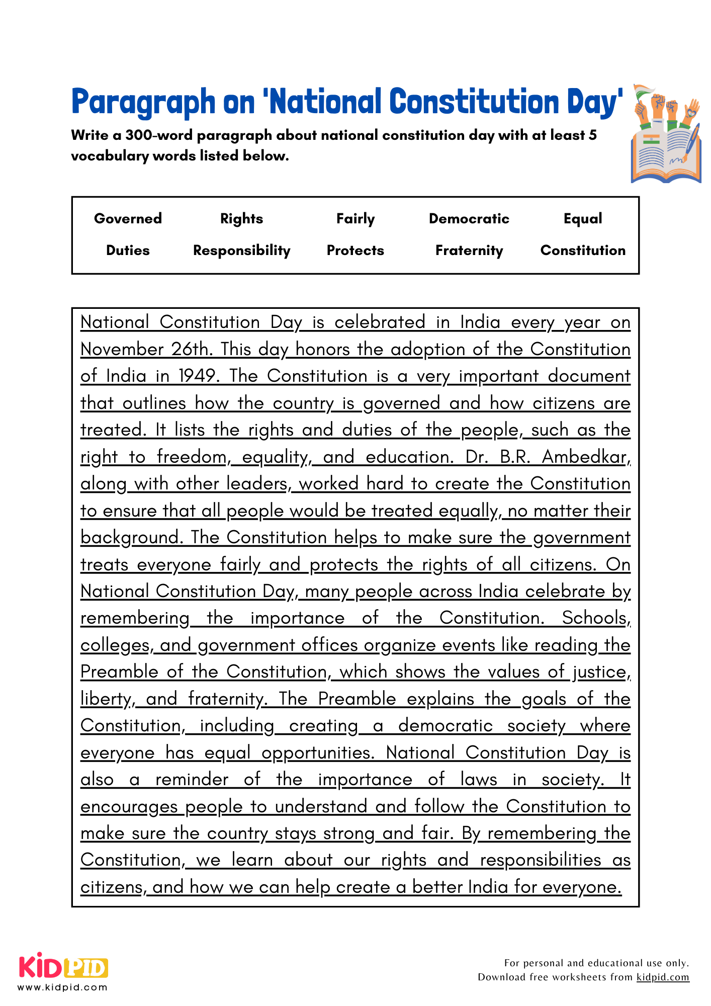 Paragraph on 'National Constitution Day' - 300 Words
