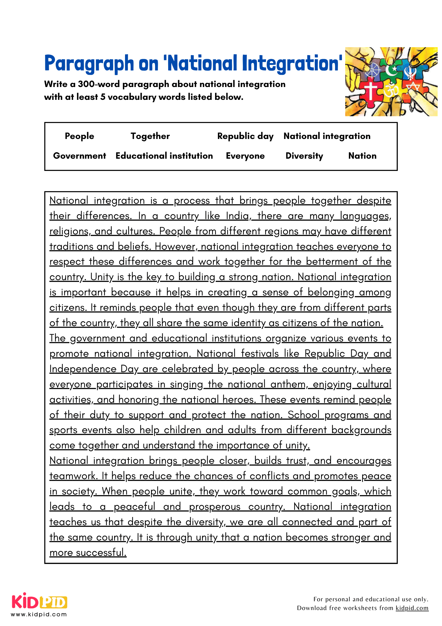 Paragraph on 'National Integration' - 300 Words