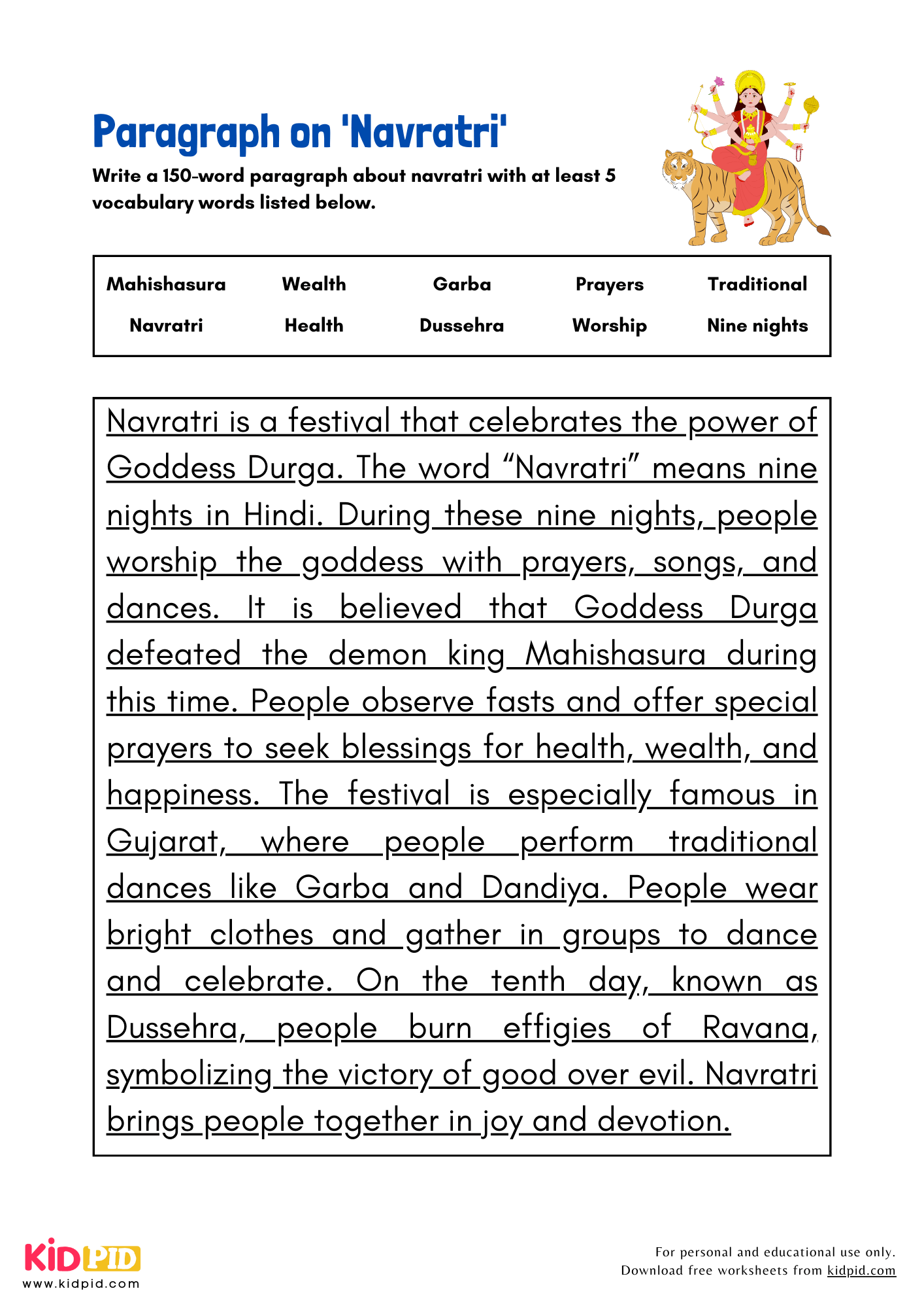 Paragraph on 'Navratri' - 150 Words