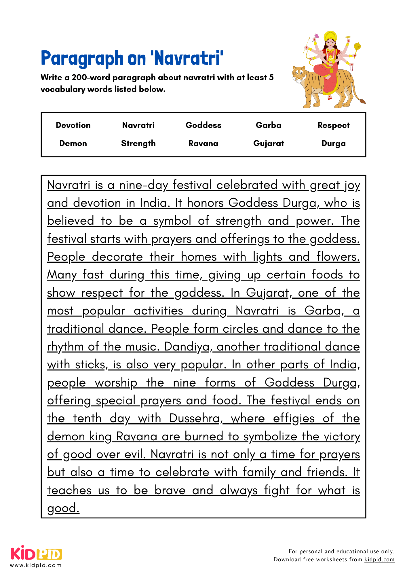 Paragraph on 'Navratri' - 200 Words
