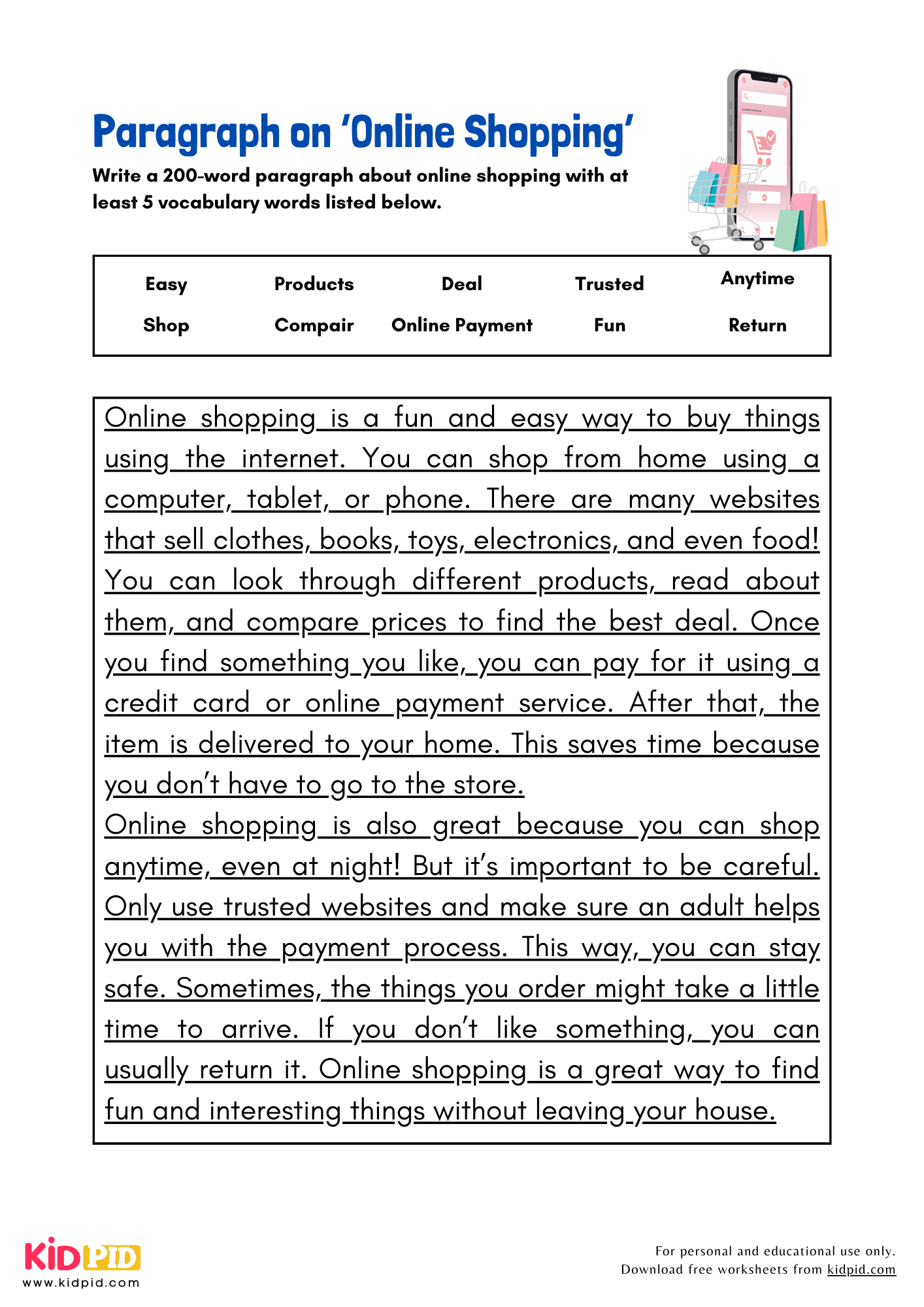 Paragraph on 'Online Shopping' - 200 Words