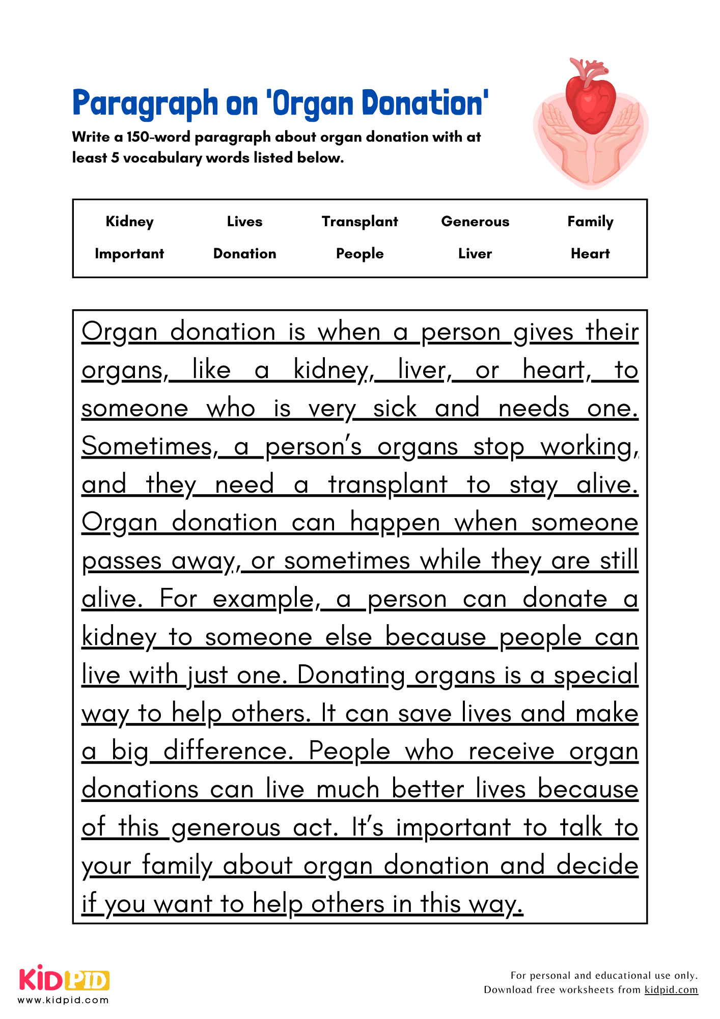 Paragraph on 'Organ Donation' - 150 Words