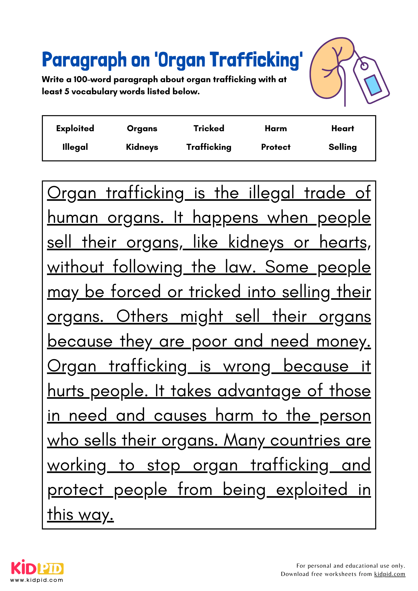 Paragraph on 'Organ Trafficking'- 100 Words