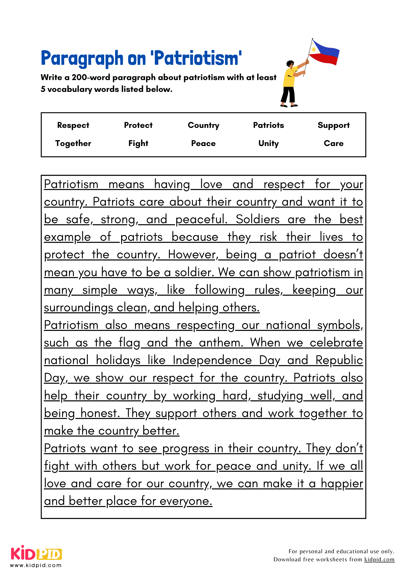 Paragraph on 'Patriotism' - 200 Words