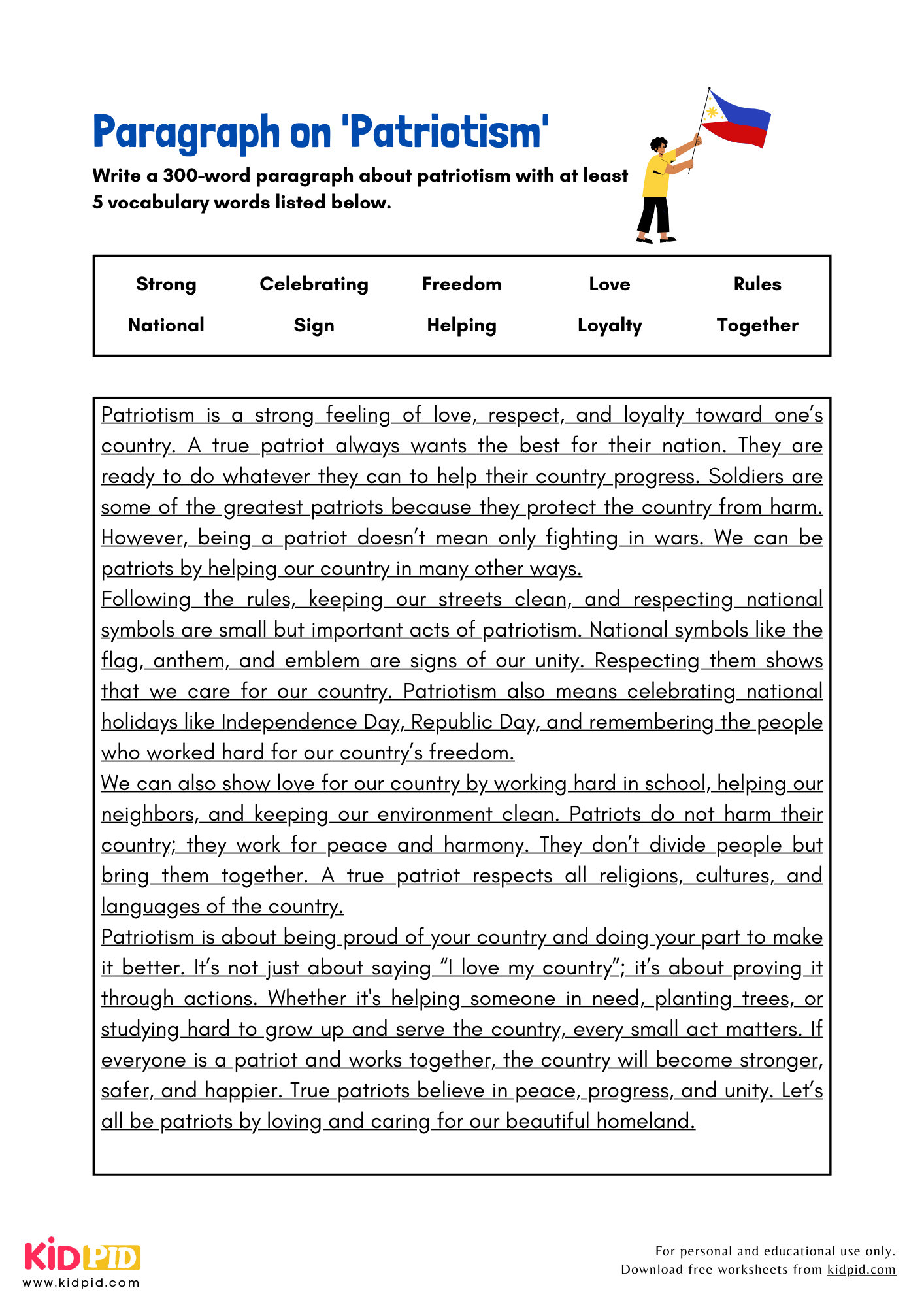 Paragraph on 'Patriotism' - 300 Words
