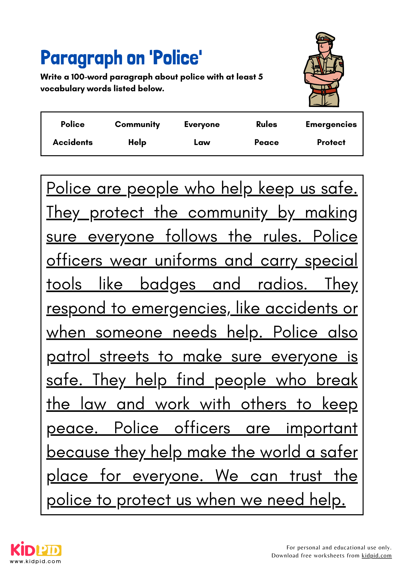 Paragraph on 'Police' - 100 Words