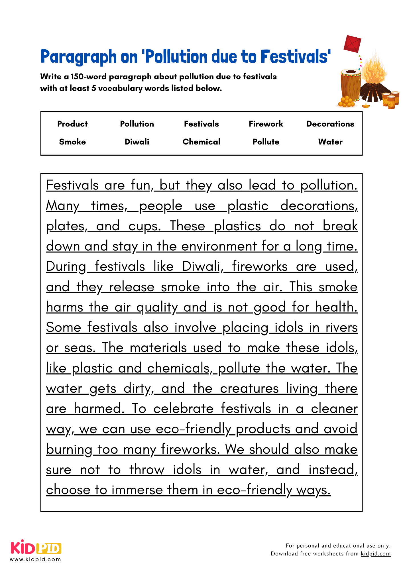 Paragraph on 'Pollution Due to Festivals' - 150 Words