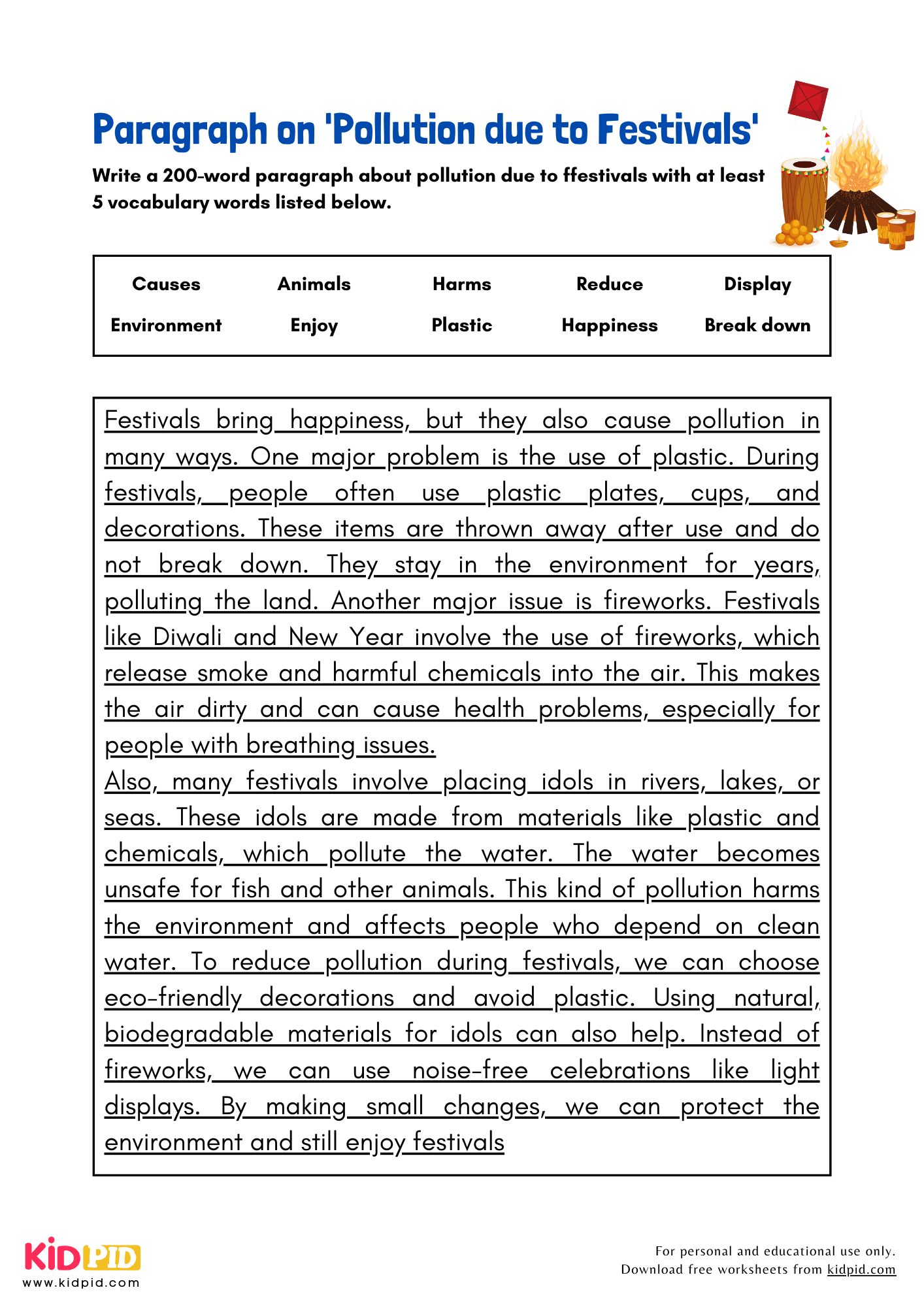 Paragraph on 'Pollution Due to Festivals' - 200 Words