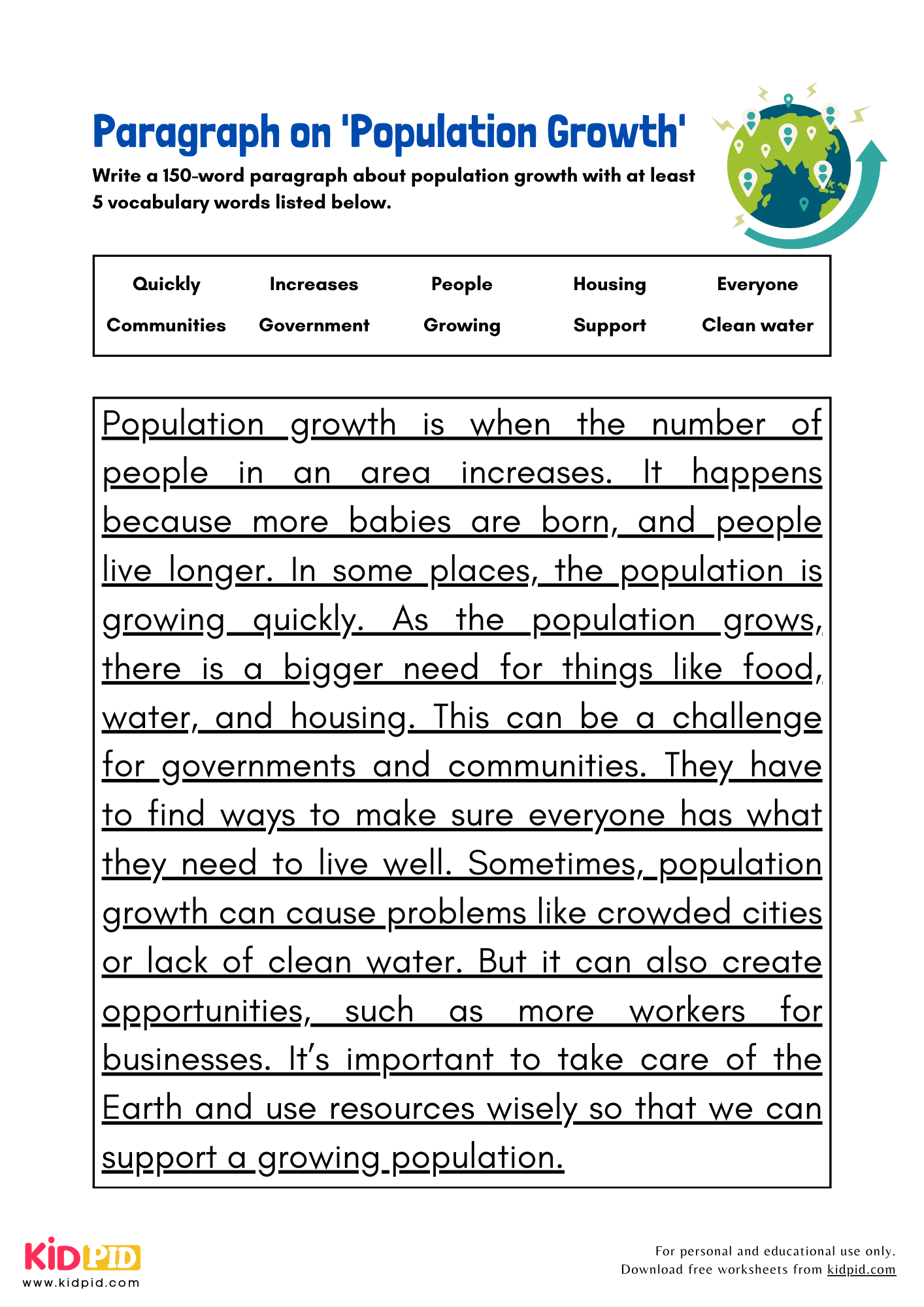 Paragraph on 'Population Growth' - 150 Words