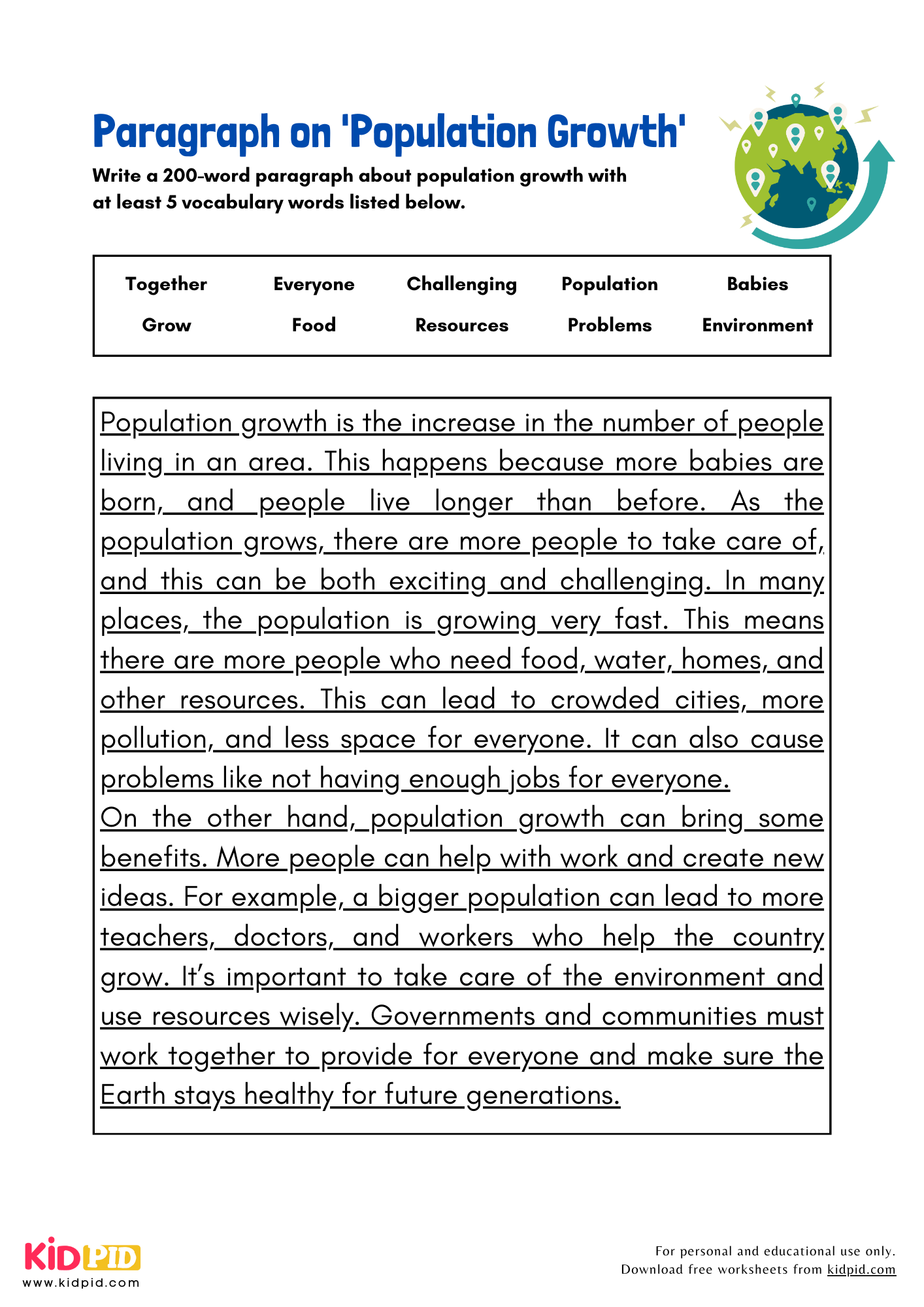 Paragraph on 'Population Growth' - 200 Words