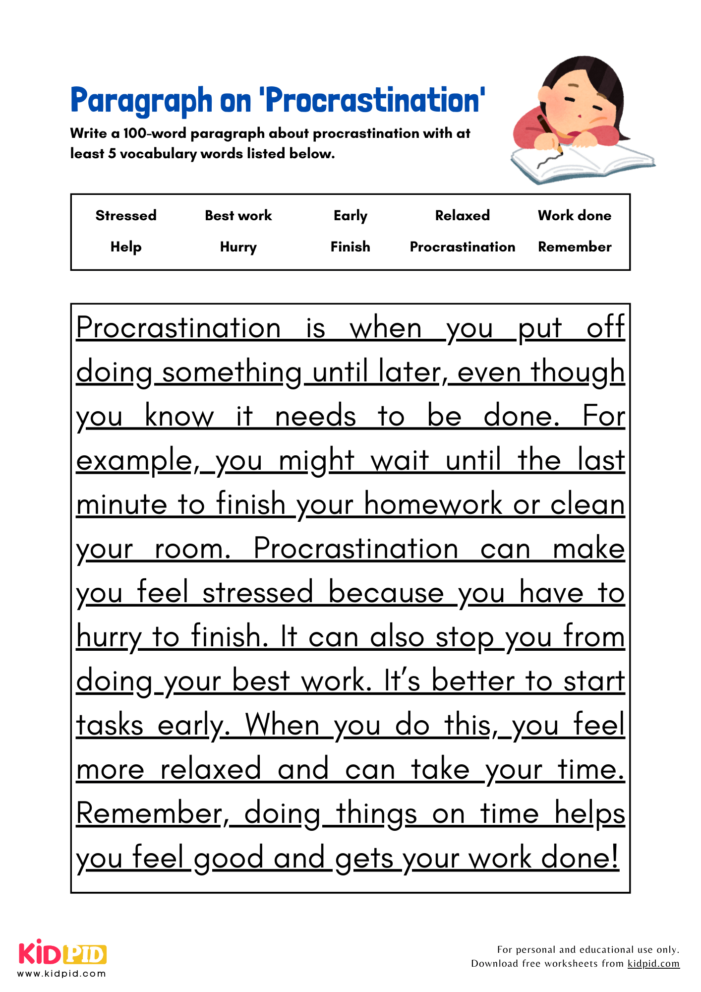 Paragraph on 'Procrastination' - 100 Words
