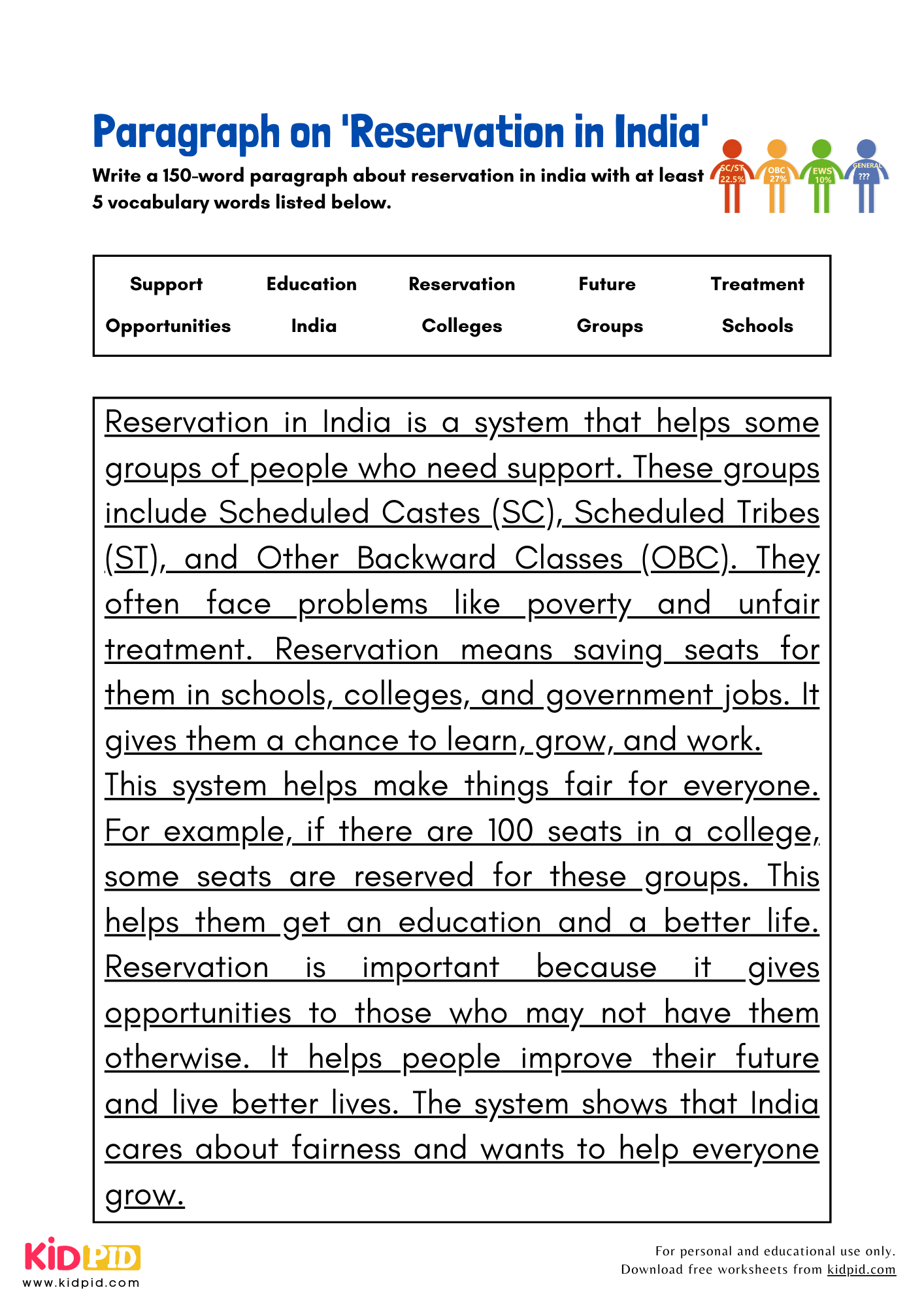Paragraph on 'Reservation in India' - 150 Words