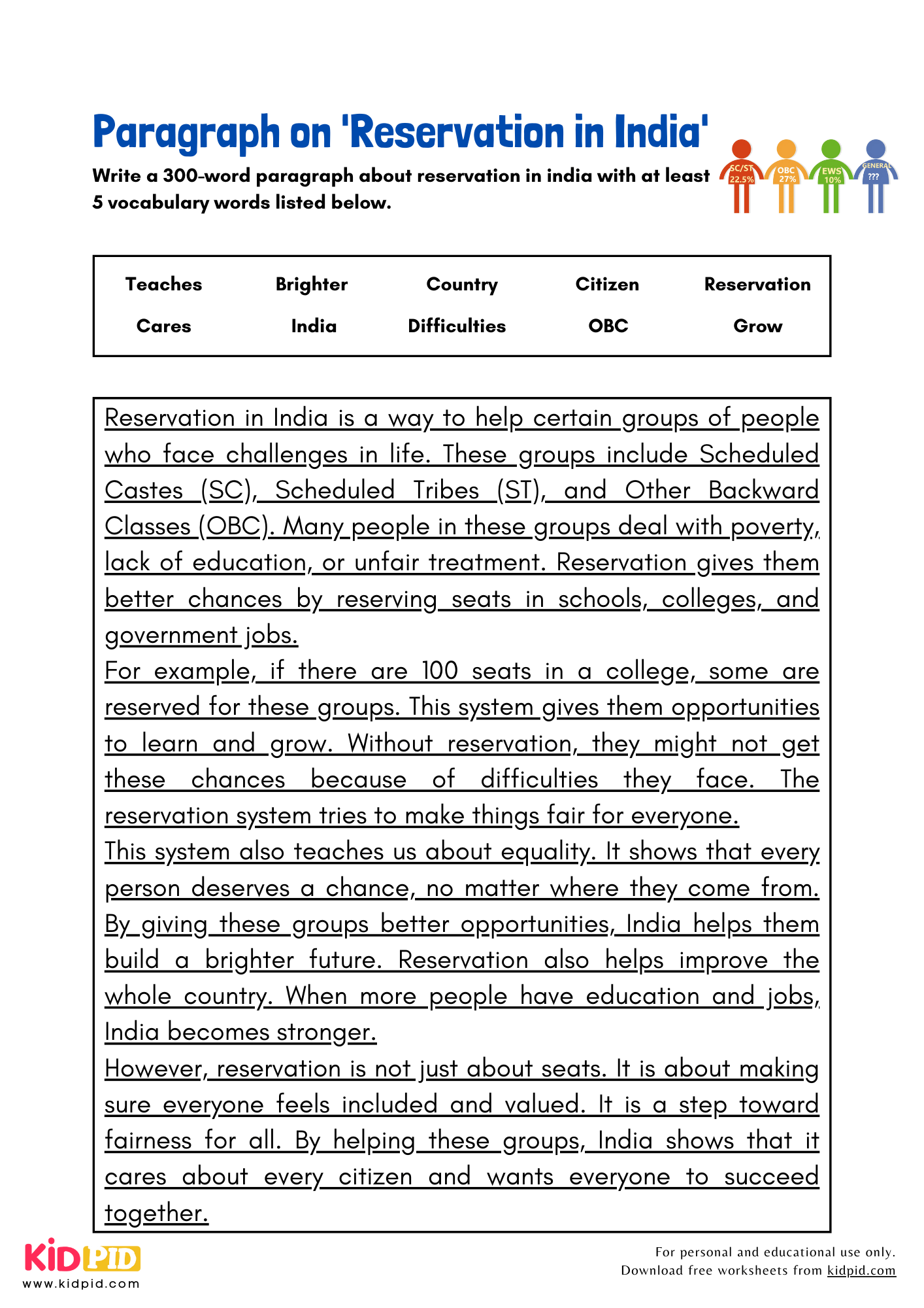 Paragraph on 'Reservation in India' - 300 Words