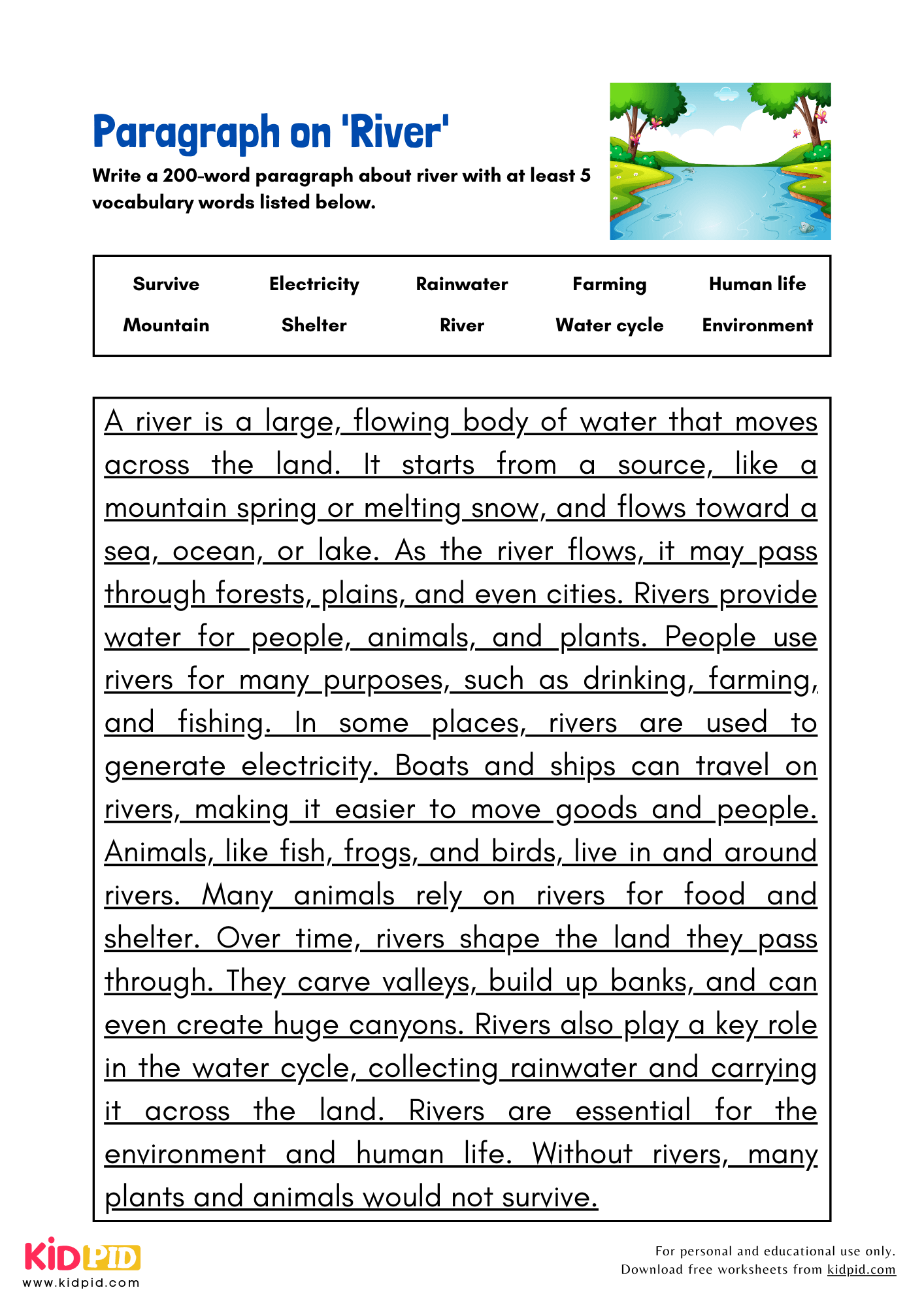 Paragraph on 'River' - 200 Words