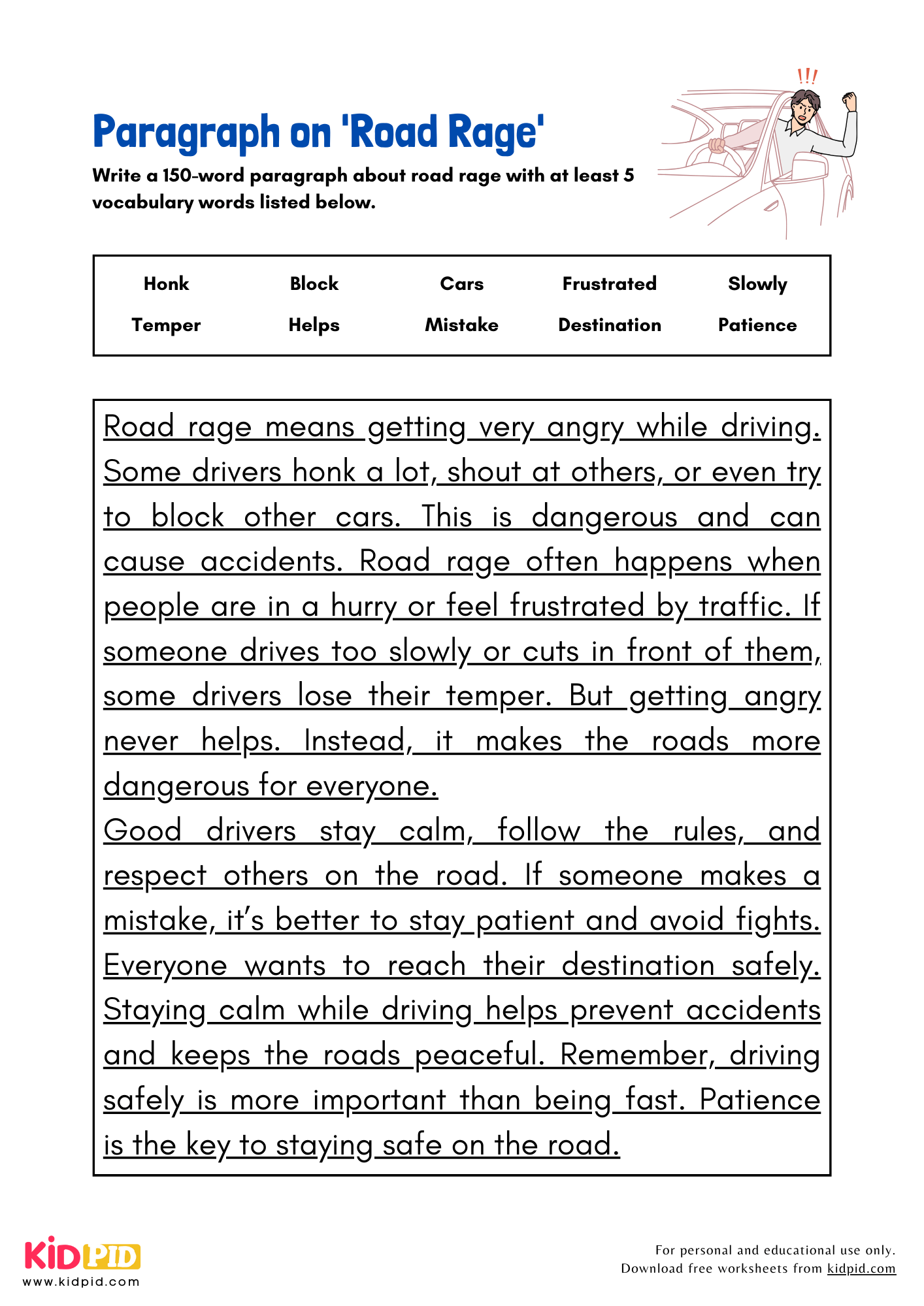 Paragraph on 'Road Rage' - 150 Words