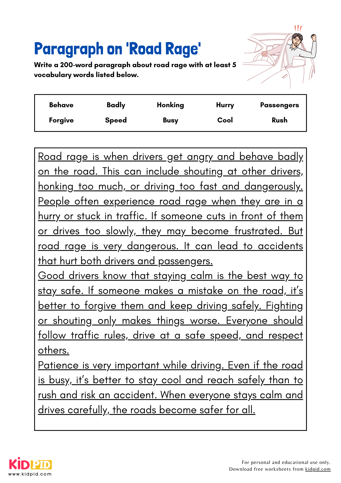 Paragraph on 'Road Rage' - 200 Words