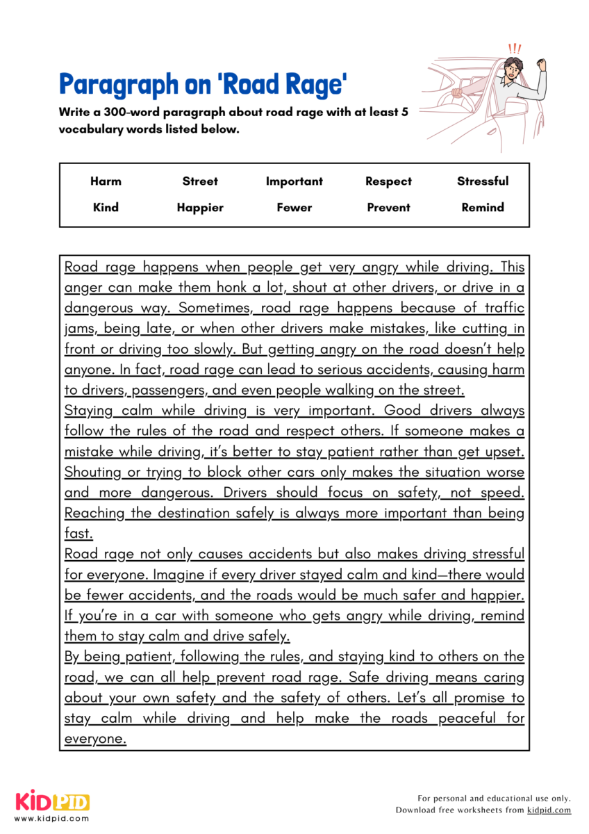 Paragraph on 'Road Rage' - Kidpid