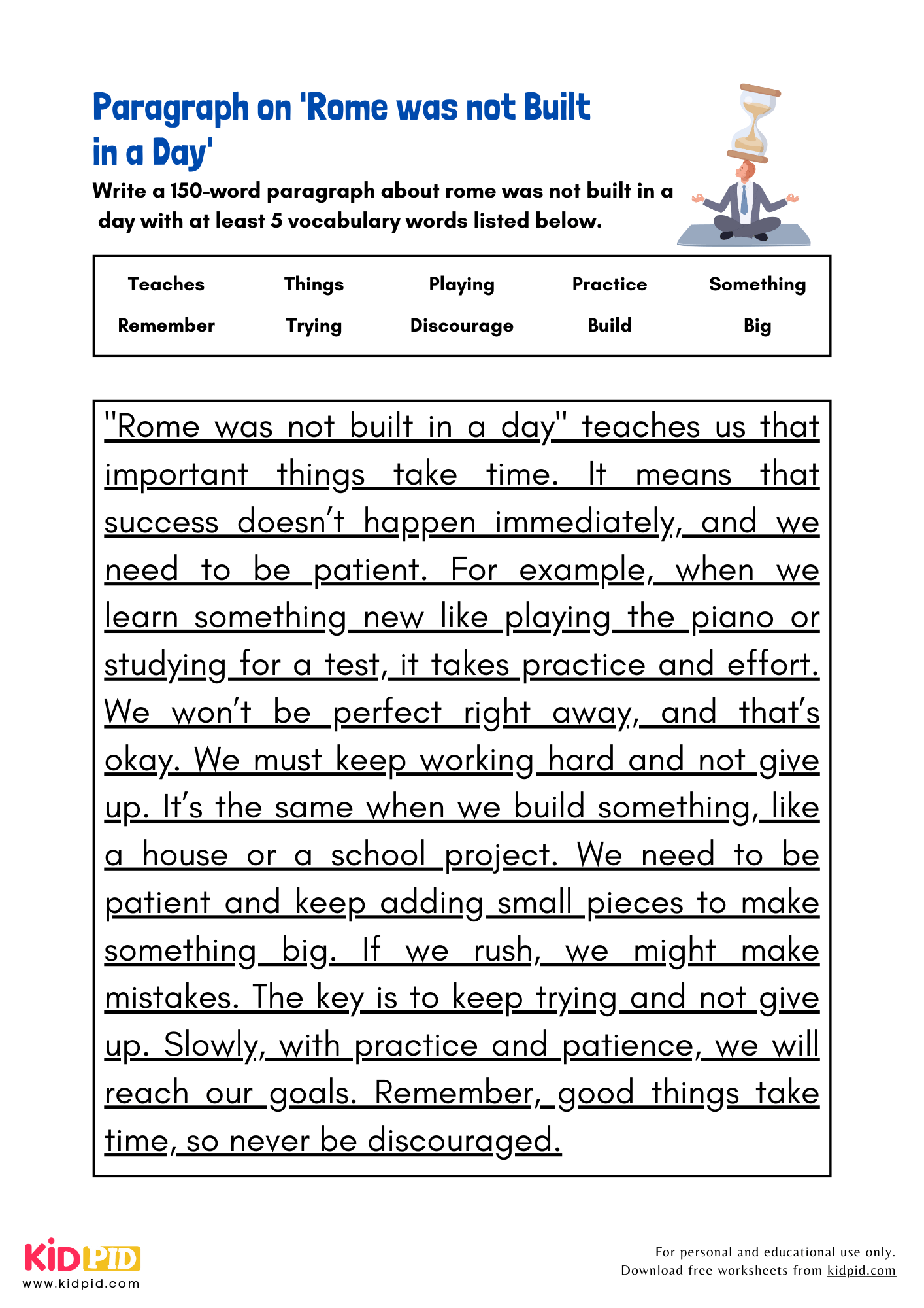 Paragraph on 'Rome was not Built in a Day' - 150 Words