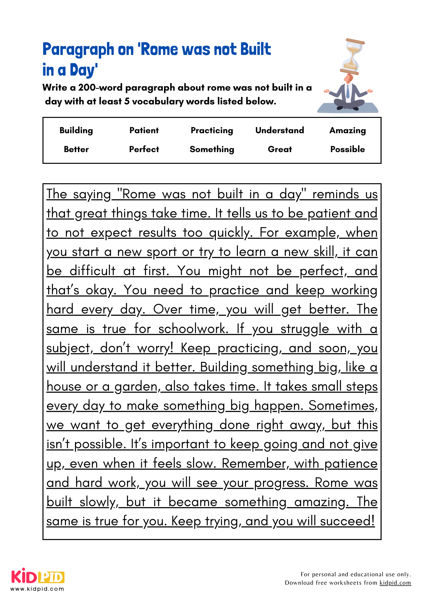 Paragraph on 'Rome was not Built in a Day' - 200 Words