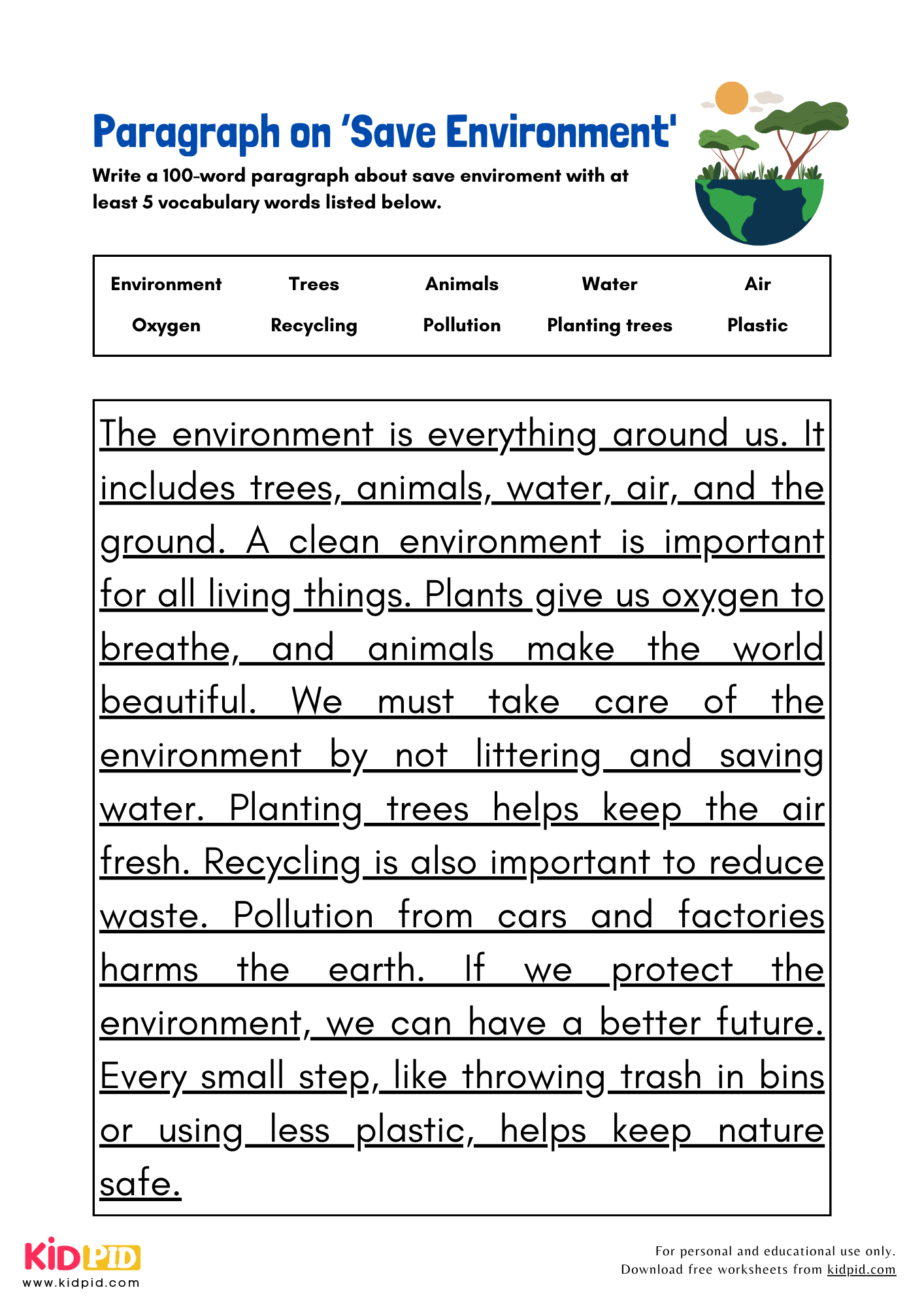 Paragraph on 'Save Environment' - 100 Words