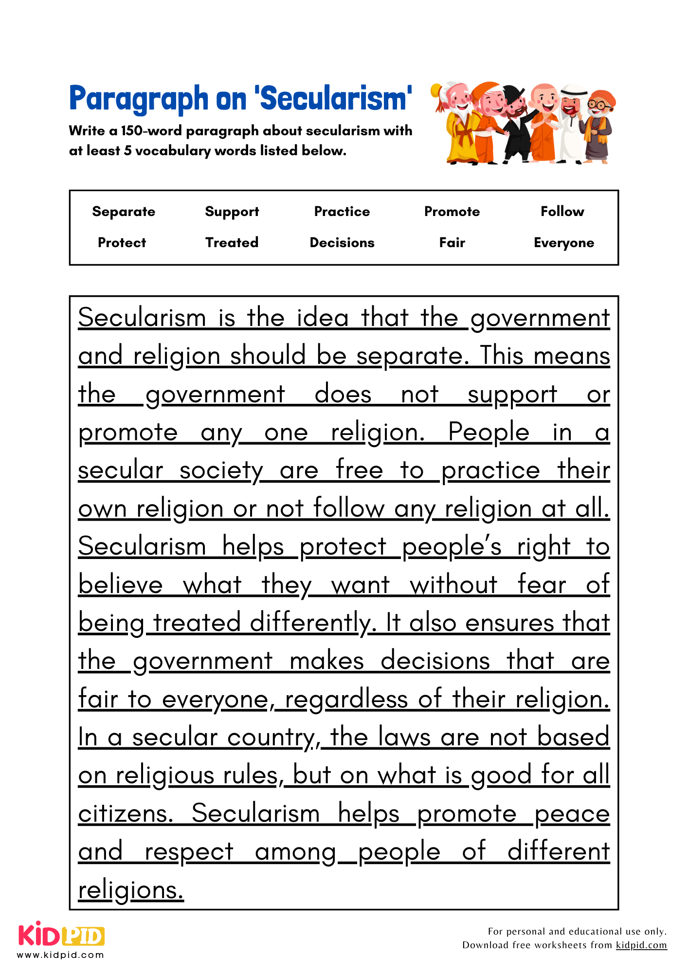 Paragraph on 'Secularism' - 150 Words