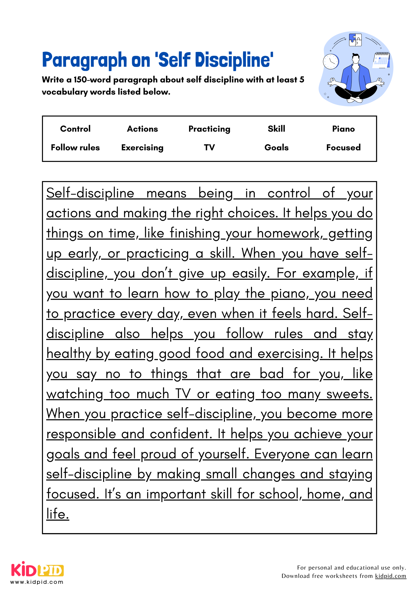 Paragraph on 'Self Discipline' - 150 Words