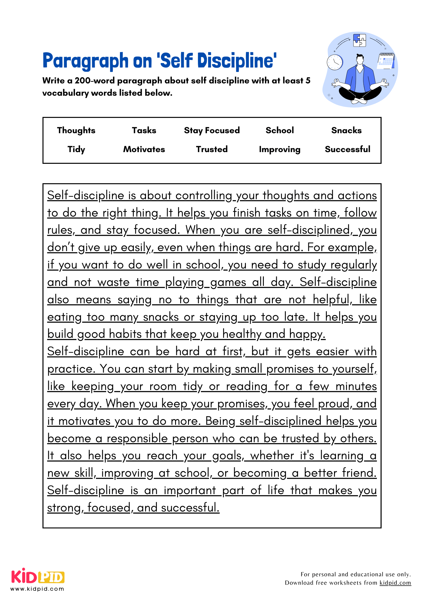 Paragraph on 'Self Discipline' - 200 Words