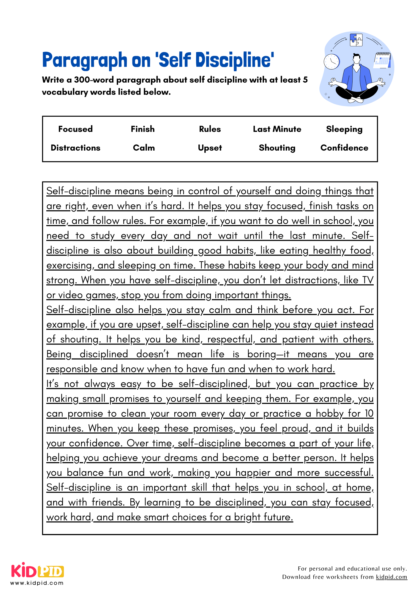 Paragraph on 'Self Discipline' - 300 Words