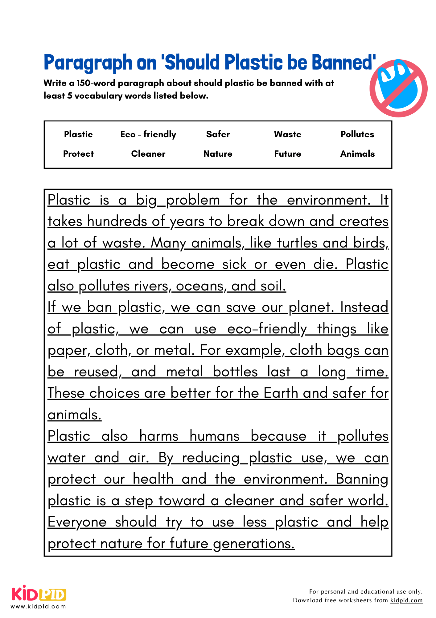 Paragraph on 'Should Plastic be Banned' - 150 Words