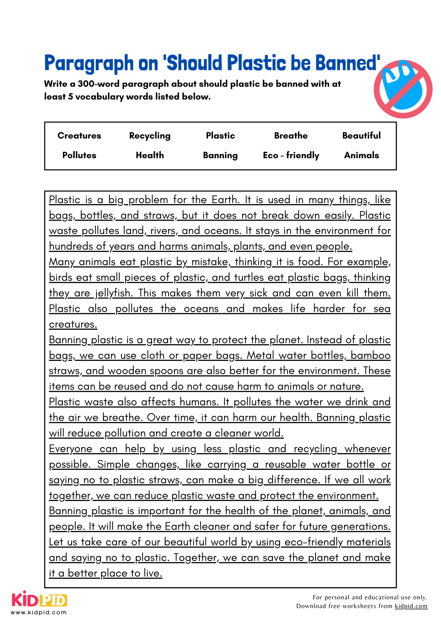 Paragraph on 'Should Plastic be Banned' - 300 Words