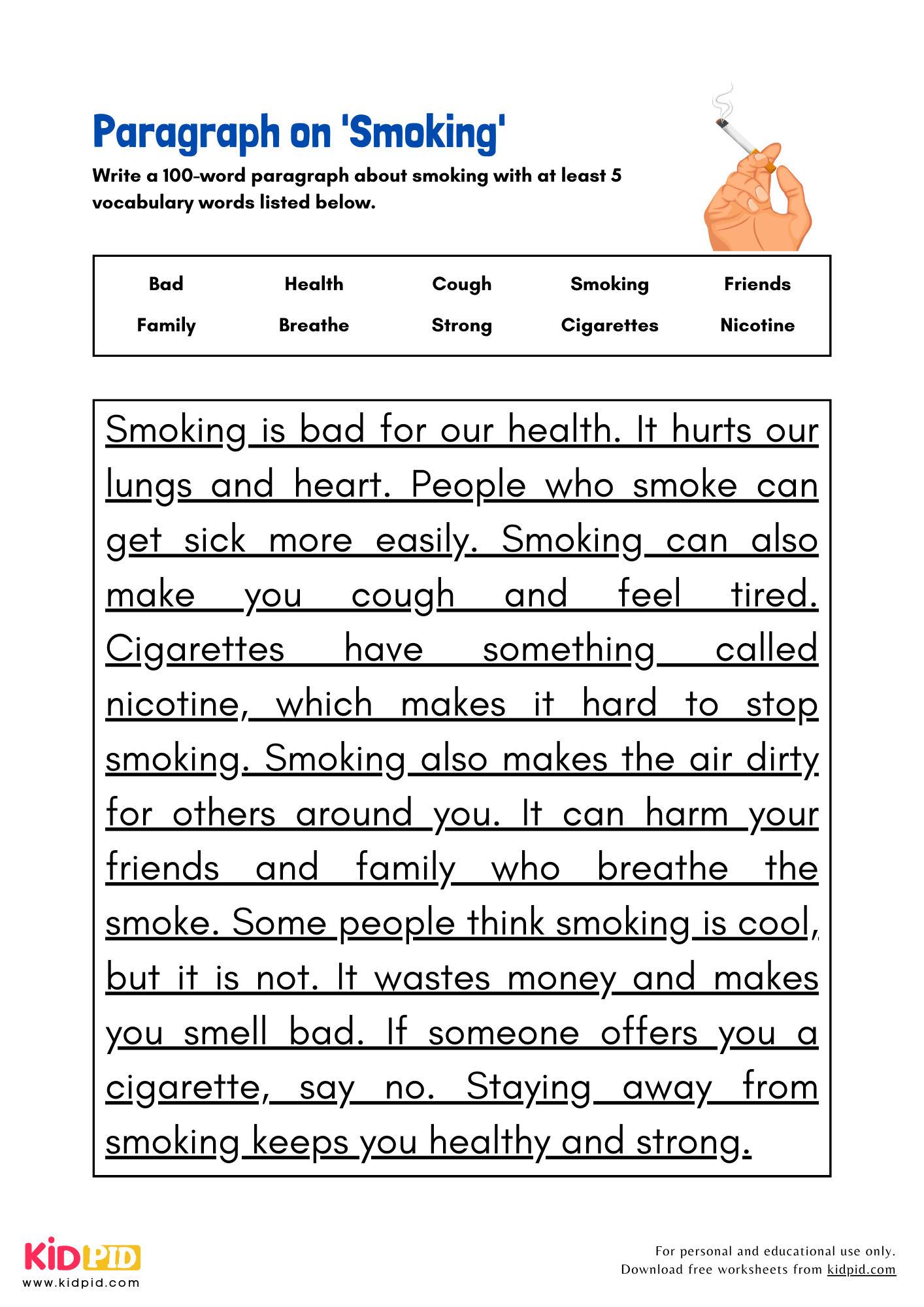 Paragraph on 'Smoking' - 100 Words