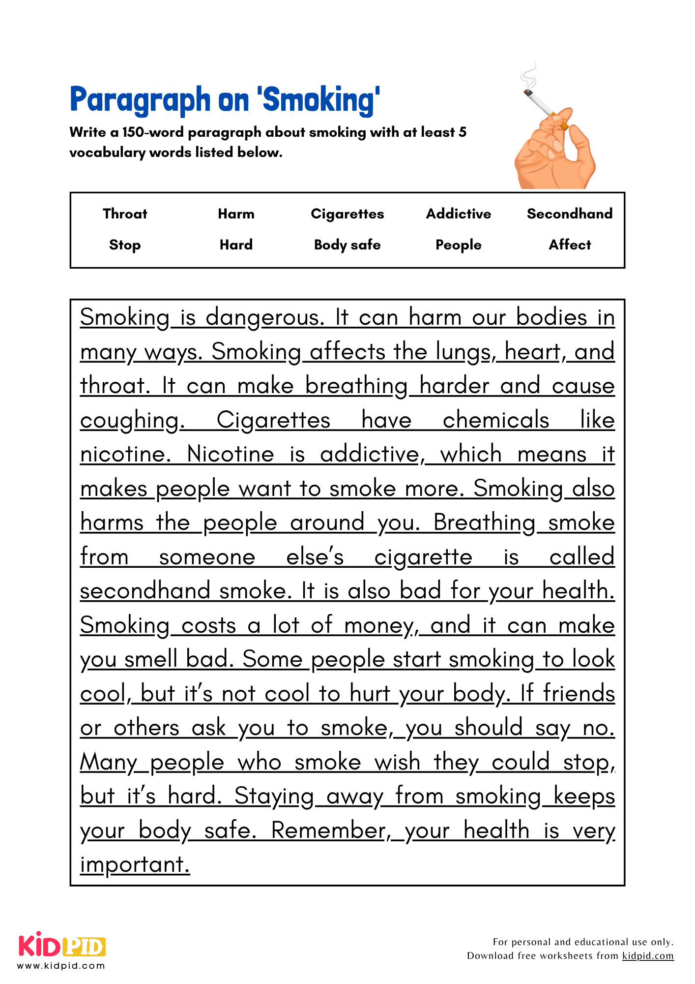 Paragraph on 'Smoking' - 150 Words