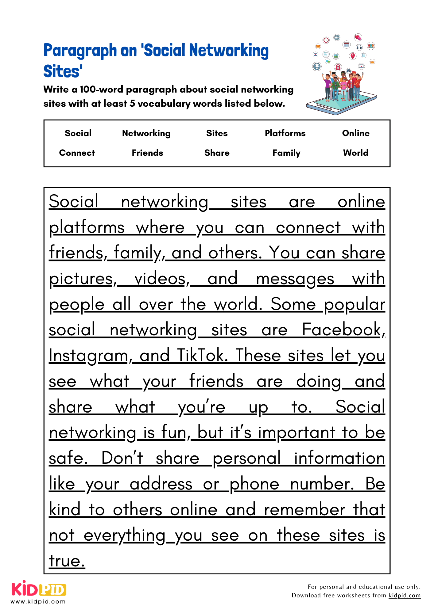 Paragraph on 'Social Networking Sites' - 100 Words