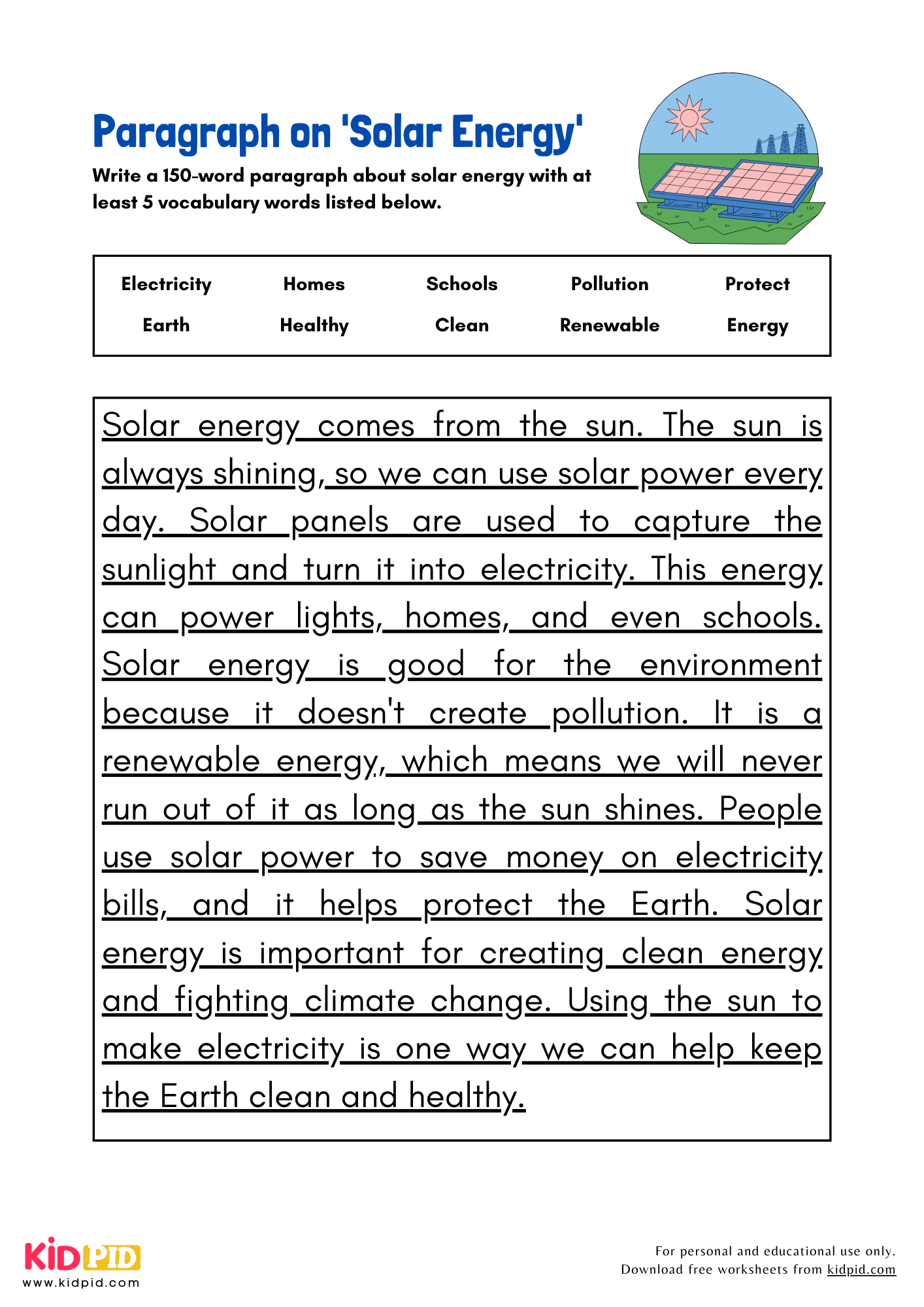 Paragraph on 'Solar Energy' - 150 Words