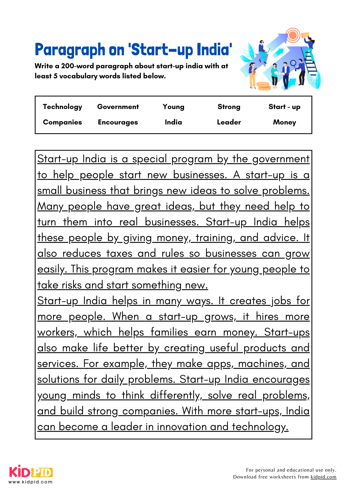 Paragraph on 'Start-up India' - 200 Words