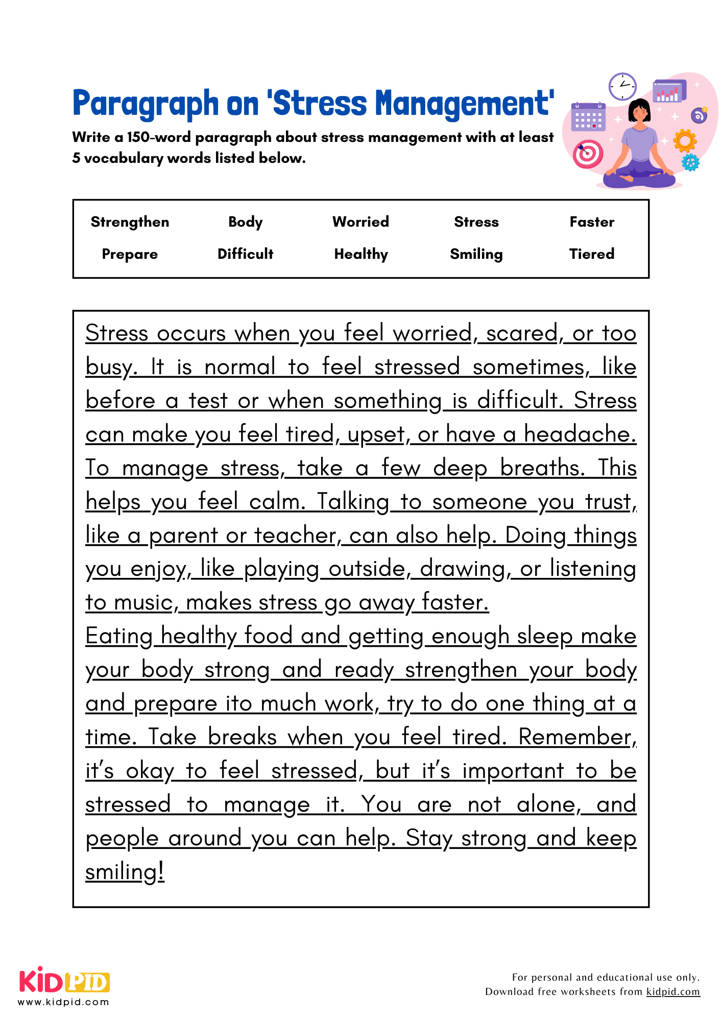 Paragraph on 'Stress Management' - 150 Words