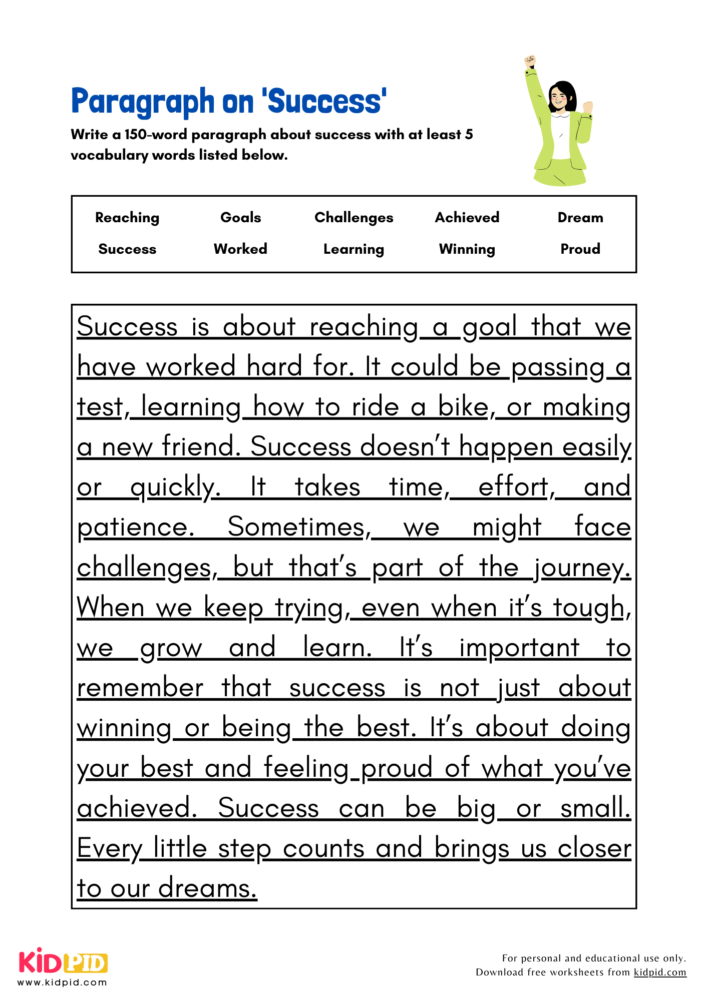 Paragraph on 'Success' - 150 Words