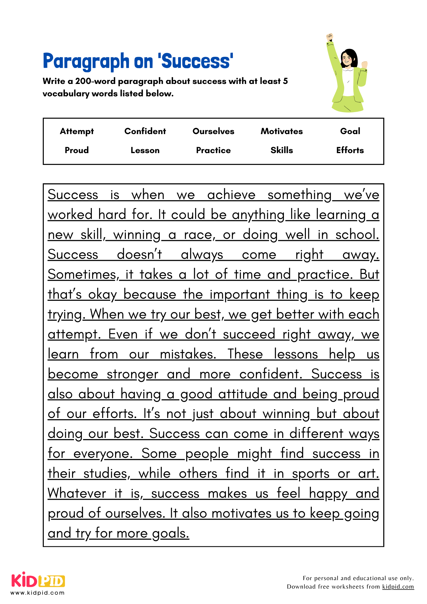 Paragraph on 'Success' - 200 Words