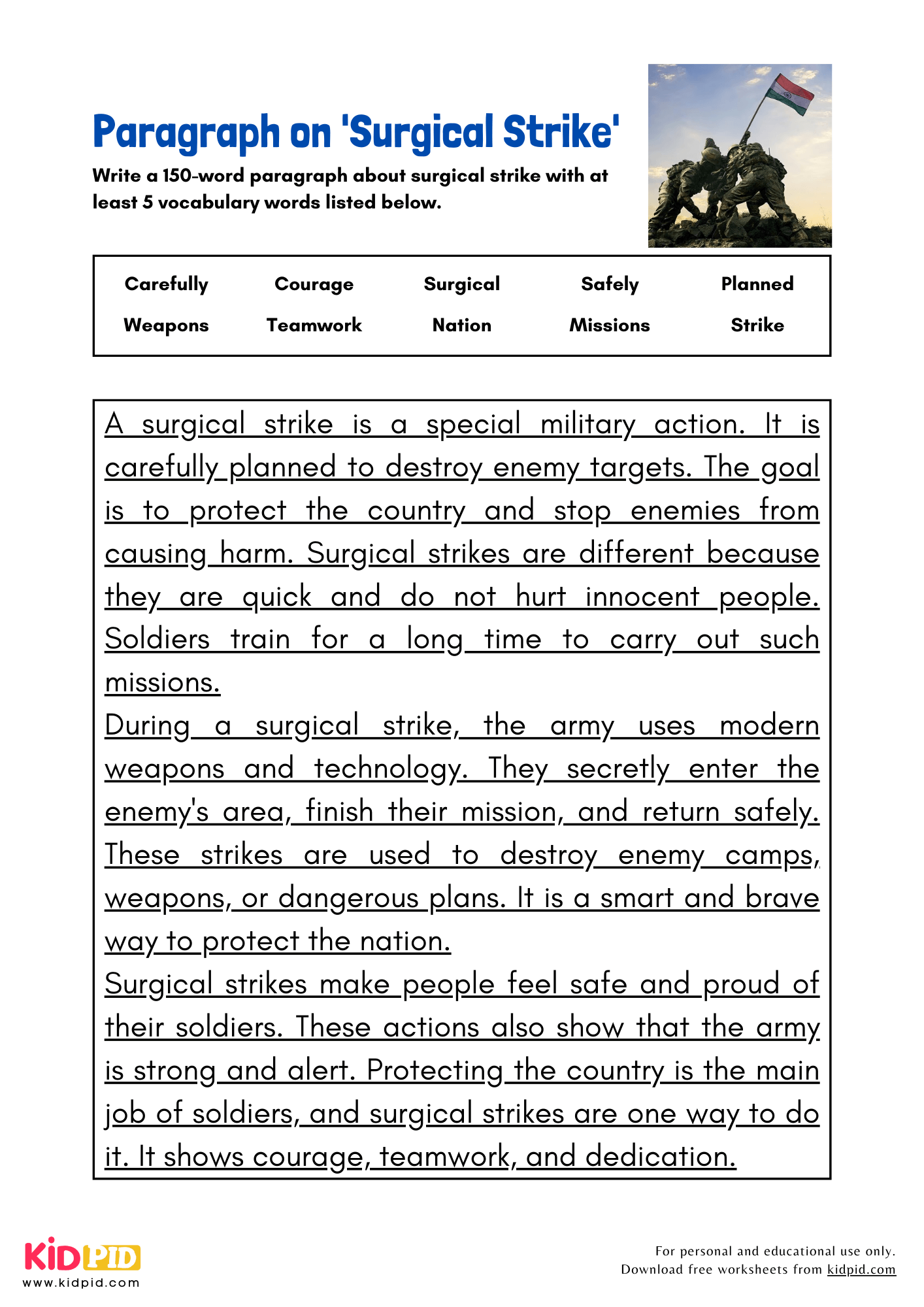 Paragraph on 'Surgical Strike' - 150 Words